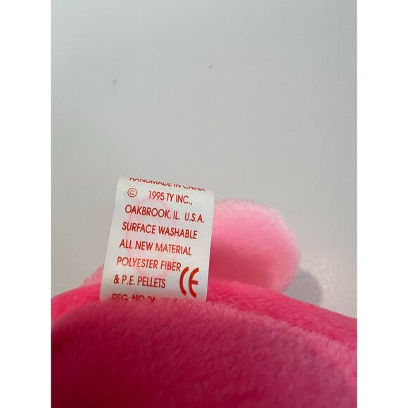 Ty Beanie Baby 1995 Pinky the Flamingo Beanbag Plush Toy P.E. Pellets JL - Picture 6 of 8
